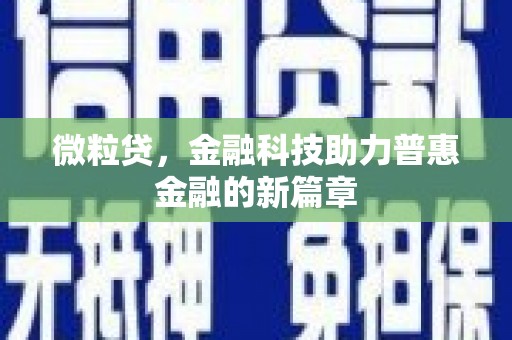 庆元微粒贷，金融科技助力普惠金融的新篇章