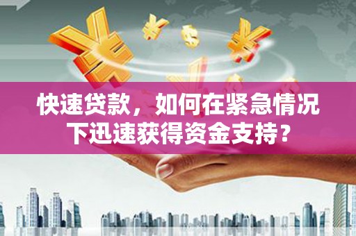庆元快速贷款，如何在紧急情况下迅速获得资金支持？
