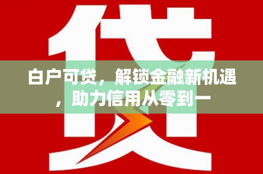 庆元白户可贷，解锁金融新机遇，助力信用从零到一