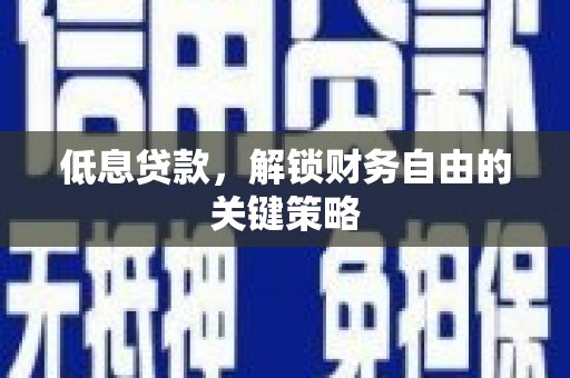 庆元低息贷款，解锁财务自由的关键策略