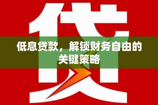 庆元低息贷款，解锁财务自由的关键策略