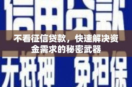 庆元不看征信贷款，快速解决资金需求的秘密武器