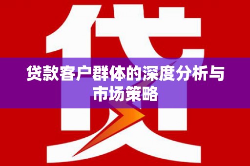 庆元贷款客户群体的深度分析与市场策略