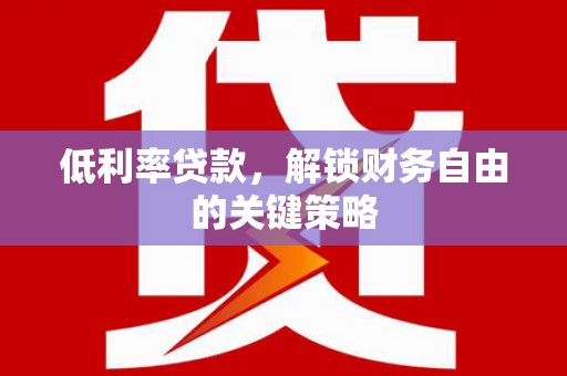 庆元低利率贷款，解锁财务自由的关键策略