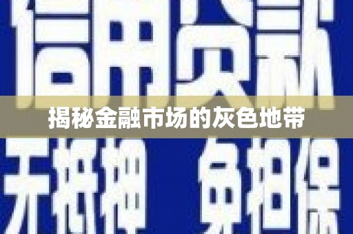 庆元揭秘金融市场的灰色地带
