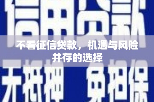 庆元不看征信贷款，机遇与风险并存的选择